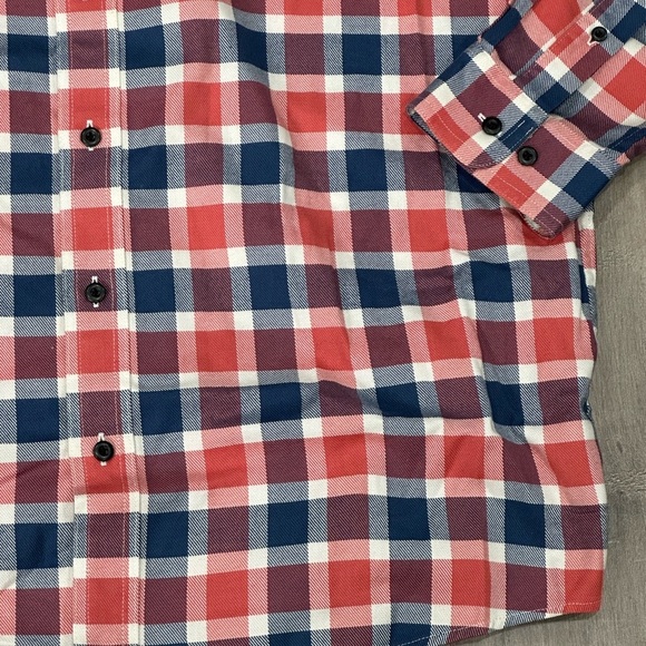 Men's L.L. Bean Large Tall Button Front Shirt Plaid Red Blue Long Sleeve Casual - Picture 8 of 11